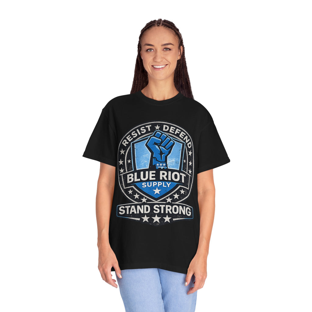 Stand Strong – Blue Riot Supply Emblem Tee