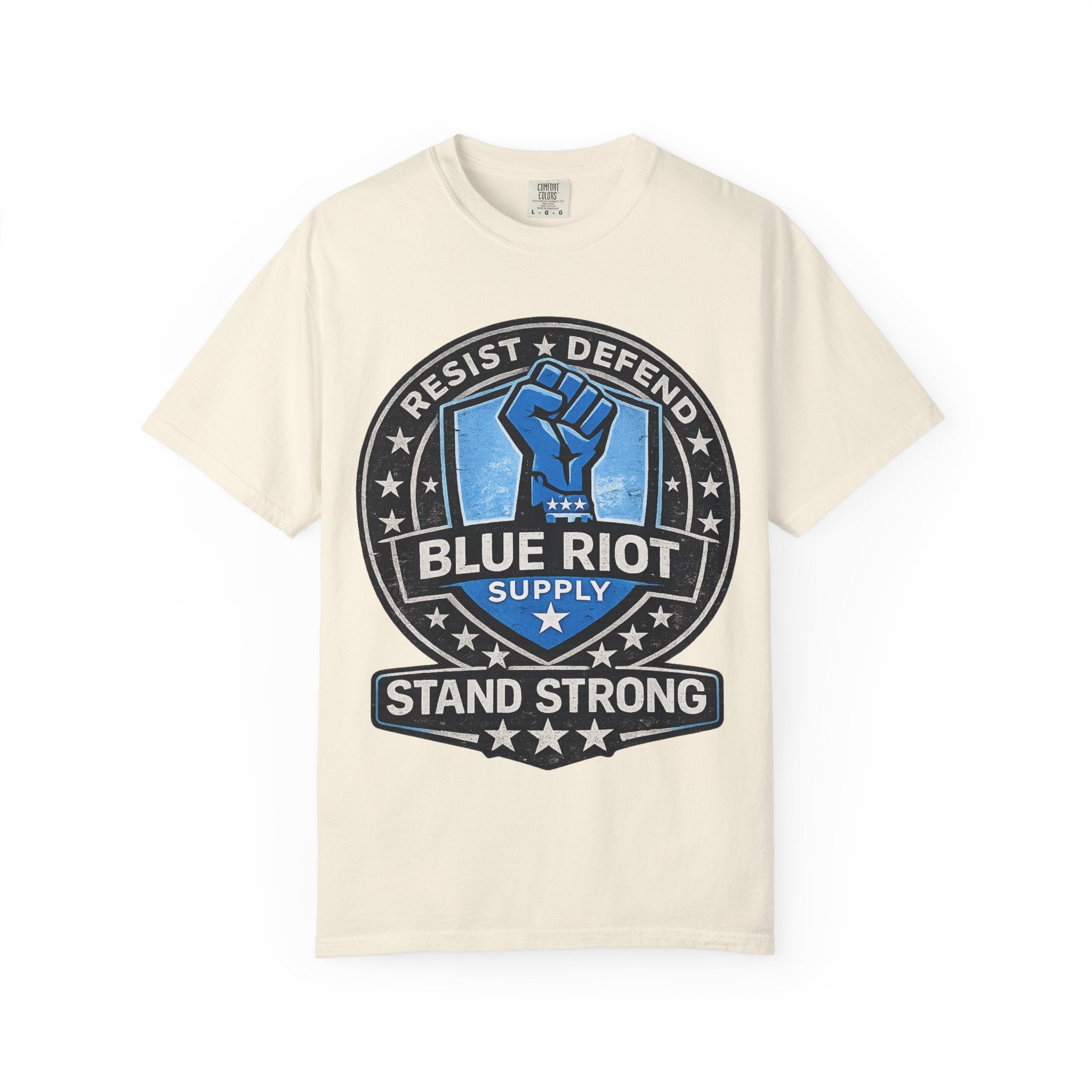 Stand Strong – Blue Riot Supply Emblem Tee