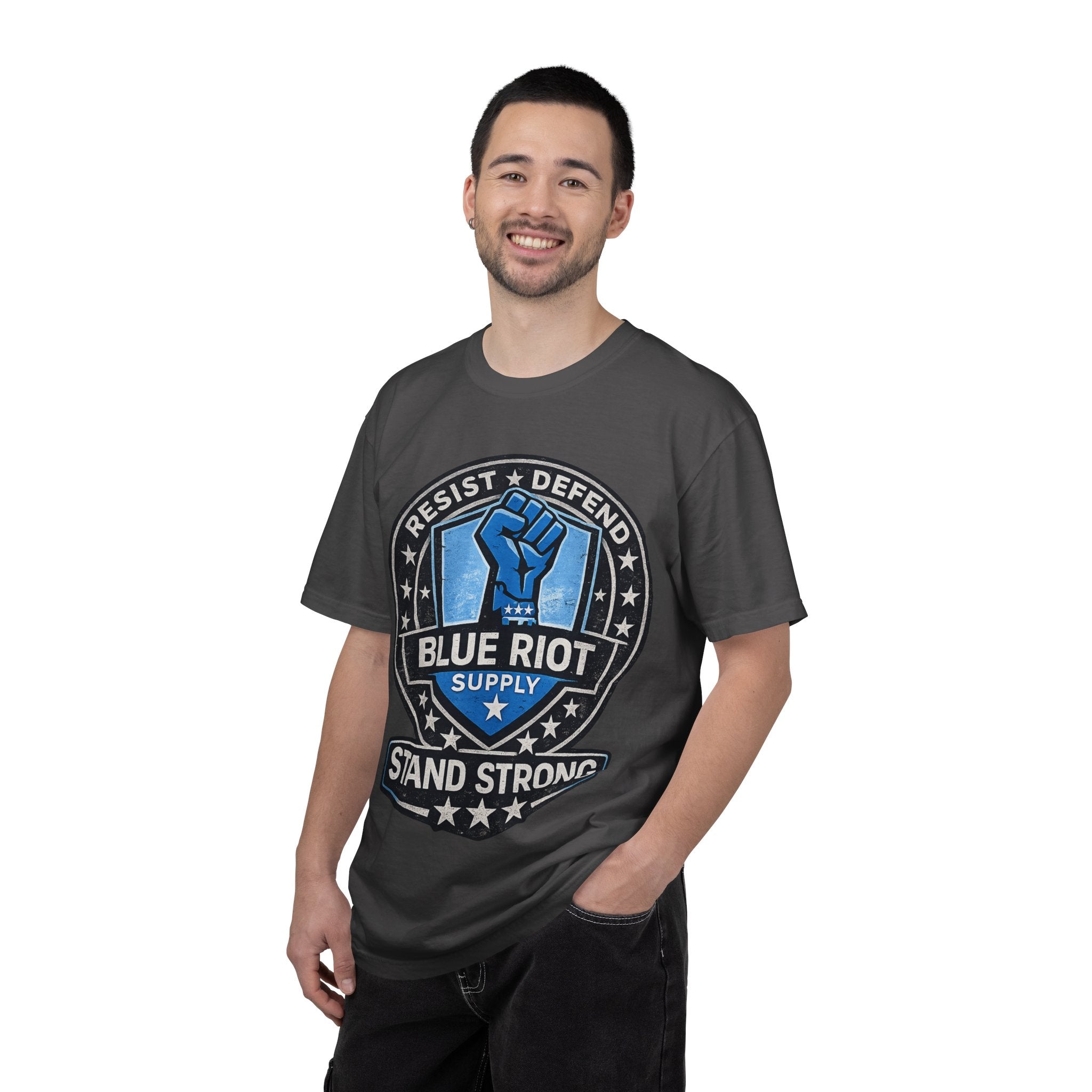 Stand Strong – Blue Riot Supply Emblem Tee