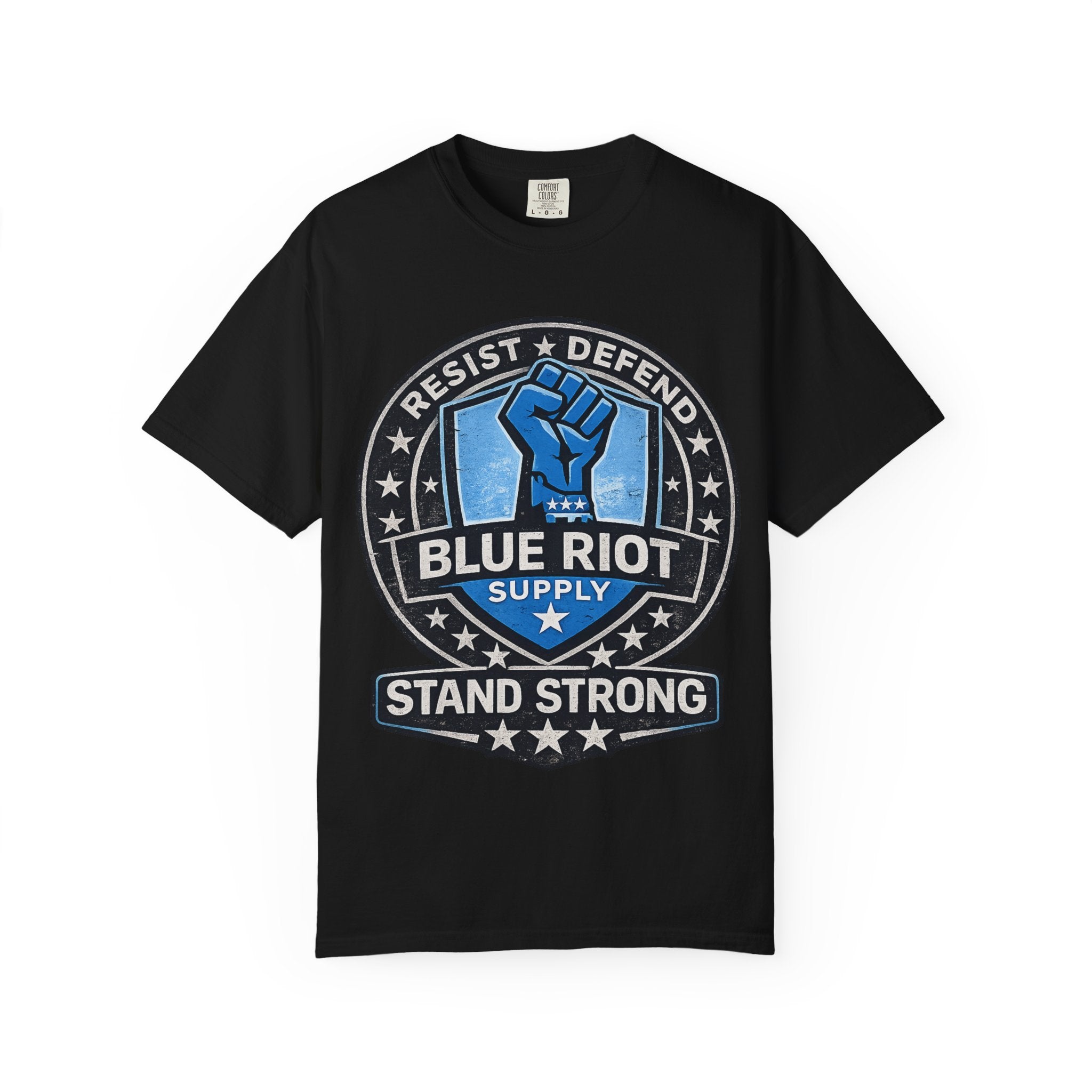 Stand Strong – Blue Riot Supply Emblem Tee