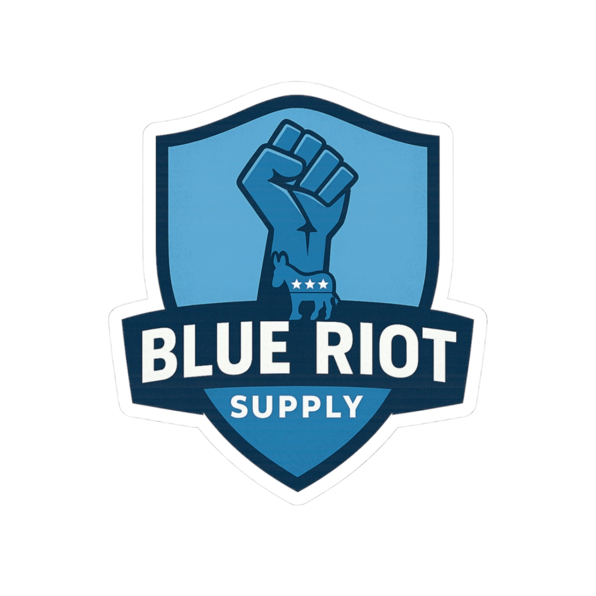 Blue Riot shield fist Sticker | Kiss-Cut vinyl decal