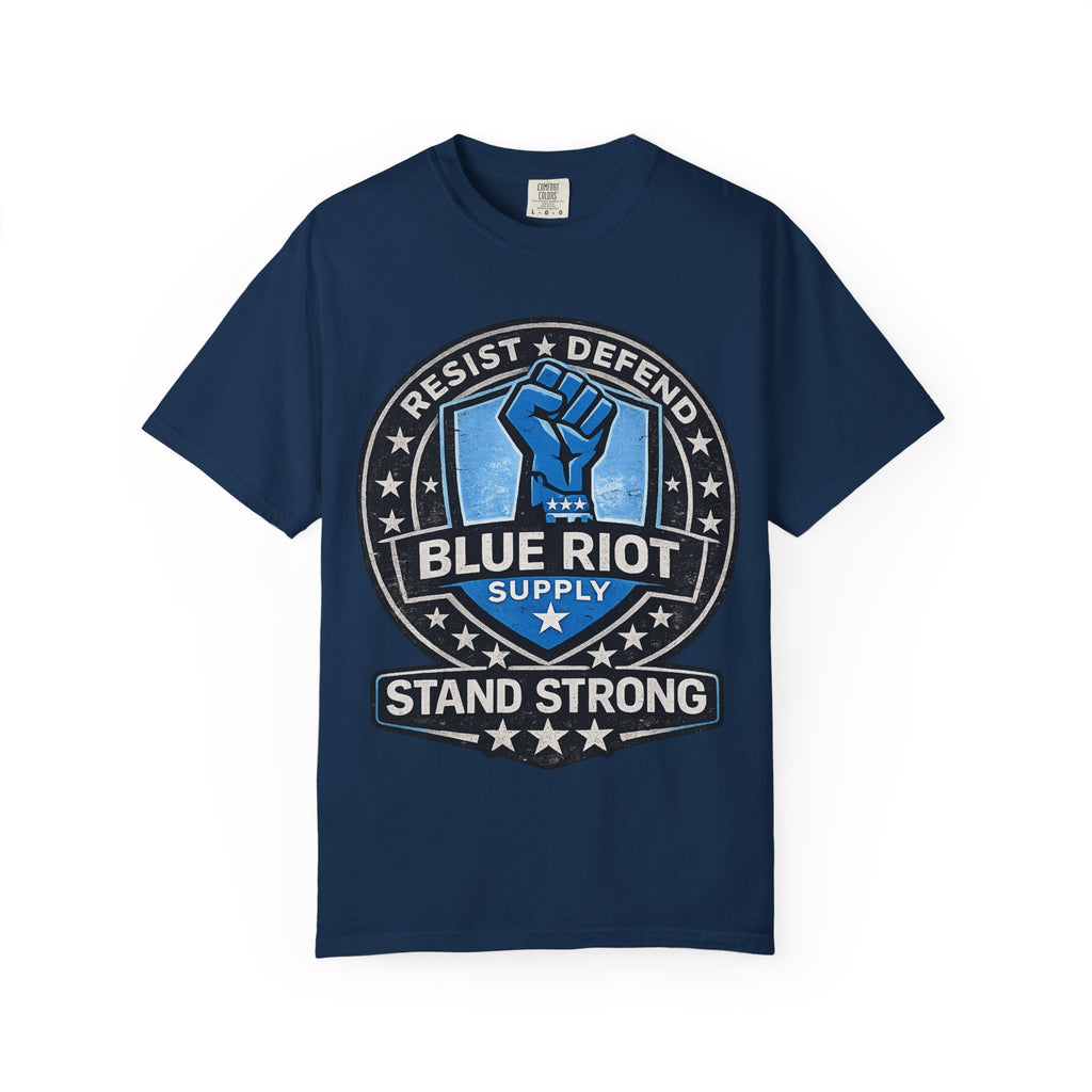 Stand Strong – Blue Riot Supply Emblem Tee