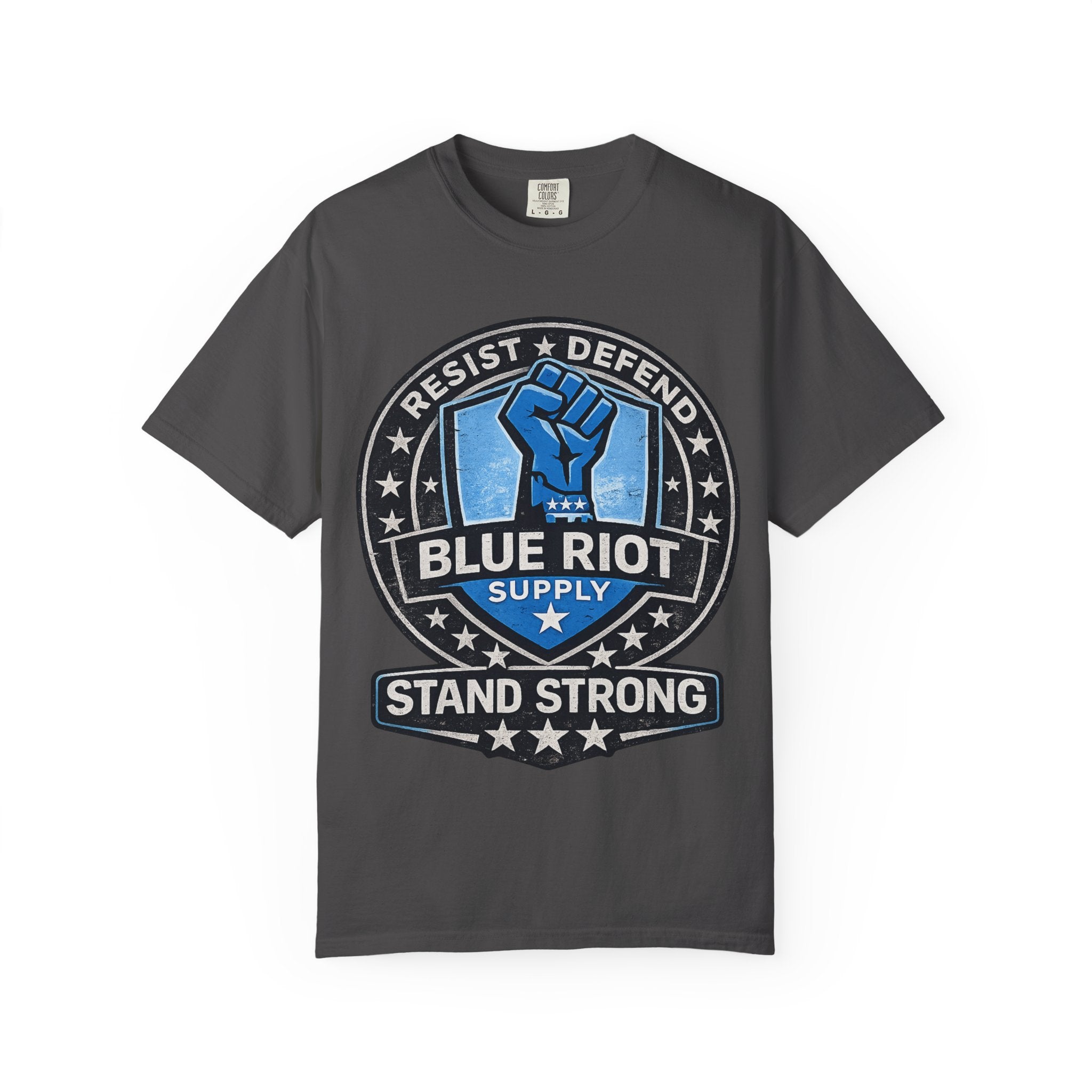 Stand Strong – Blue Riot Supply Emblem Tee