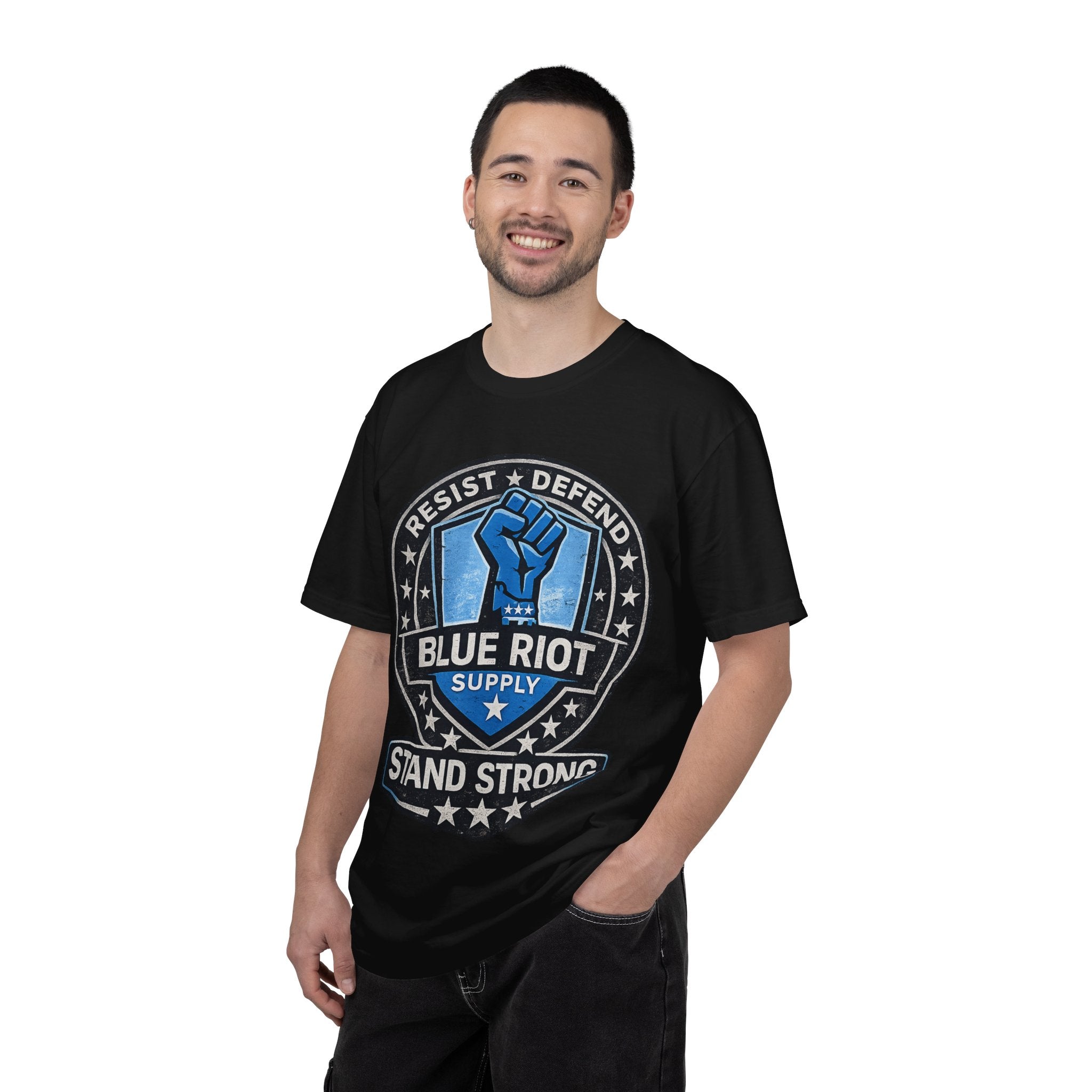 Stand Strong – Blue Riot Supply Emblem Tee