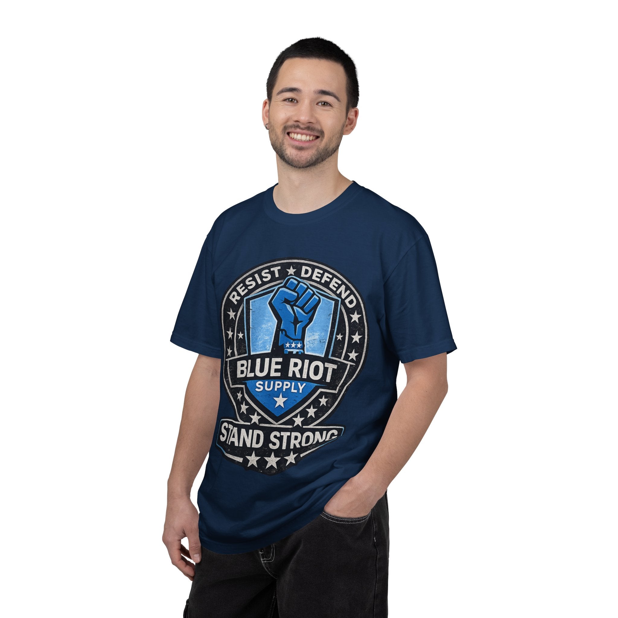 Stand Strong – Blue Riot Supply Emblem Tee