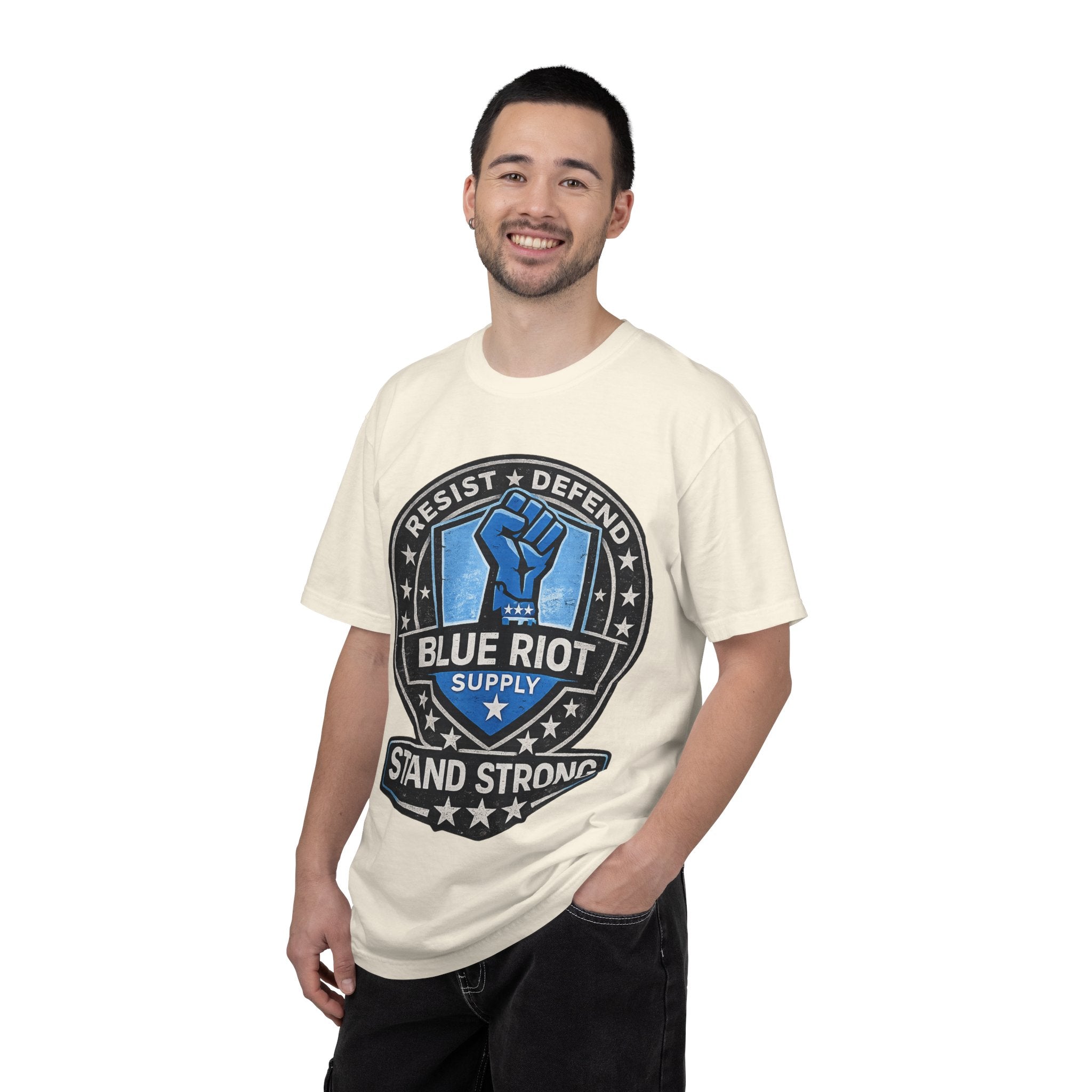 Stand Strong – Blue Riot Supply Emblem Tee